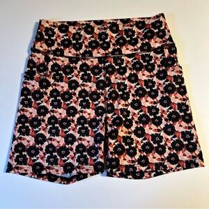 POP Fit‎ High Waist Floral Shorts - Black and Pink woman’s Large workout comfy